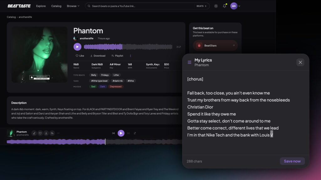 beattaste lyric pad
